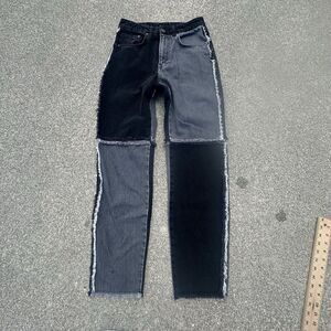 Ragged Priest Jeans Womens 28 Straight Quarter Panel Patch Black Gray Colorblock